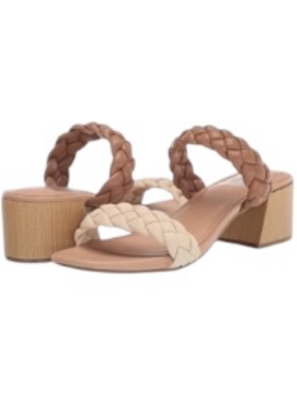 Dolce Vita Susie Heeled Braided Strap Block Heel Sandals - Beige & Brown Sz 8